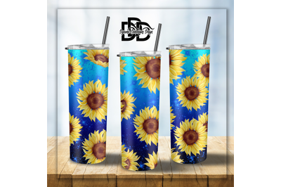 20 OZ Blue Sunflower Tumbler Wrap