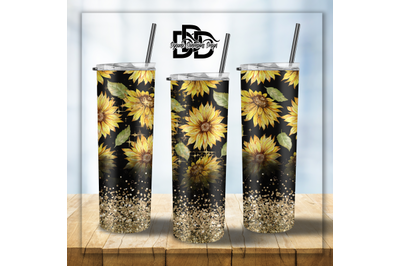 20 OZ Sunflower Glitter Tumbler Wrap