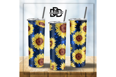 20 OZ Blue Sunflower Tumbler Wrap