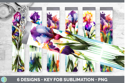 Rainbow Iris Flowers Key Fob | Sublimation Wristlet Designs Bundle