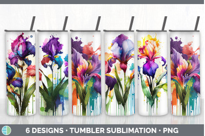 Rainbow Iris Flowers Tumbler | Sublimation 20 oz Skinny Tumbler Design