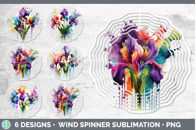 Rainbow Iris Flowers Wind Spinner | Sublimation Spinner Designs Bundle