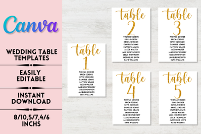 Editable Wedding Table Number Seating Chart Template - Canva