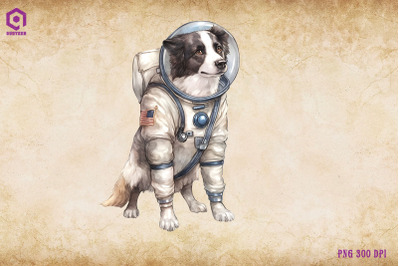 Border Collie Dog Wearing Spacesuit