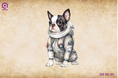 Boston Terrier Dog Wearing Spacesuit