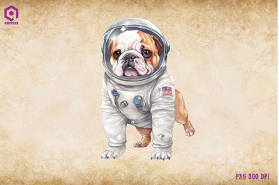 Bulldog Dog Wearing Spacesuit