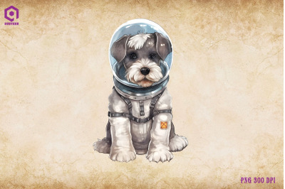 Schnauzer Dog Wearing Spacesuit