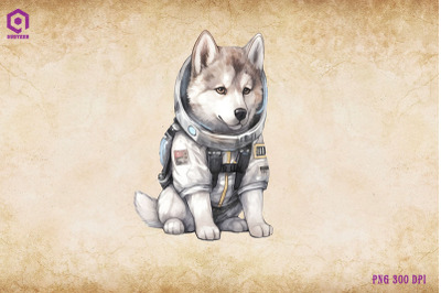 Siberian Husky Dog Wearing Spacesuit