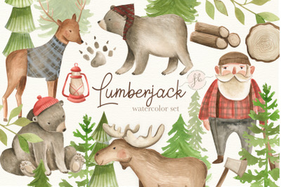 Lumberjack Watercolor Illustration