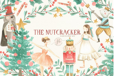 Nutcracker Christmas Watercolor Illustration Set