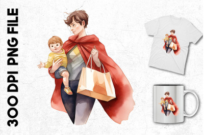 A Mom With A Cape Holding Her Baby