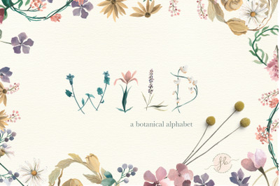 Botanical Alphabet Letters Watercolor
