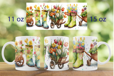 Spring mug wrap design Garten boots mug sublimation png