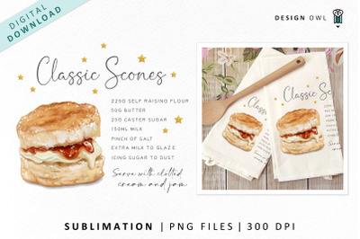 Scones Printable Recipe - British Bakes Sublimation File