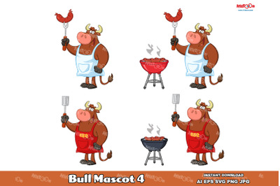 Bull Cartoon Mascot Character 4