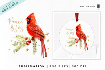 Watercolor Cardinal - Traditional Christmas Sublimation PNG
