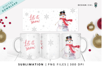 Traditional Snowman Design - Christmas Mug Wrap PNG