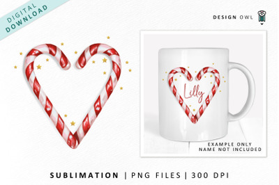 Candy Cane Heart - Traditional Christmas Sublimation PNG