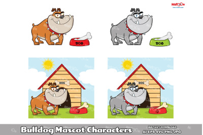 Bulldog Cartoon Mascot Characters