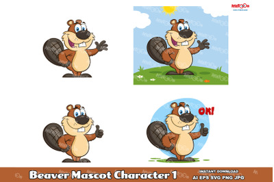 Beaver Cartoon Mascot Character 1