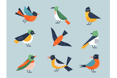 Abstract birds. Flying stylizing geometrical form birds illustrated of