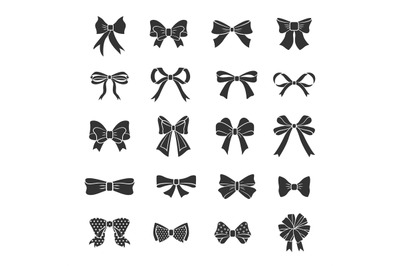 Bows silhouettes. Vector black ribbon bow graphic shapes&2C; elegant fash