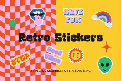 Retro Stickers Pack Elements