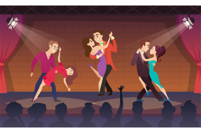 Dance show. ballroom dancing competition. Vector illustrations of male