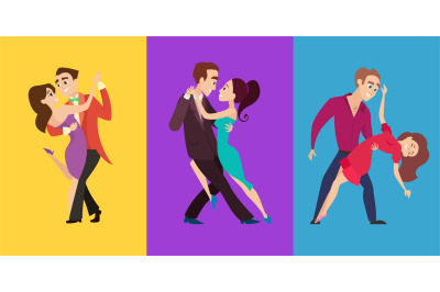 Dancers. male and female dancers in action poses. vector characters