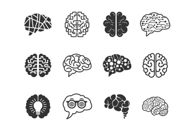 Gyrus brain icons. Vectored neurological intellectual smart graphics f