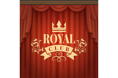 Royal background. luxury template with golden label on red theatrical