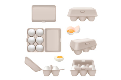 Eggs containers. Tray boxes for food eggs packages for retail decent v