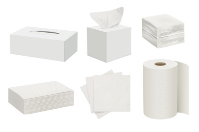 Kitchen napkins. White hygiene papers for kitchen packages with blank