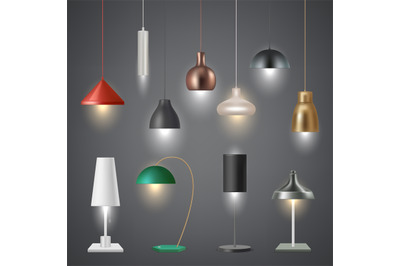 Interior lamps. Modern item for area illumination in home rooms light