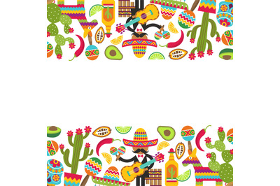 Mexico background. authentic decoration symbols mexican sombrero guita