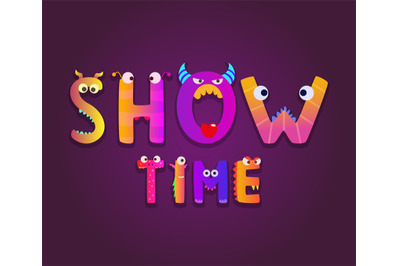 Playground title. showtime funny cartoon letters. Vector lettering for