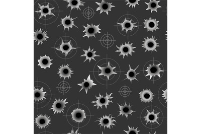 Shooting holes pattern. Gunshot dots on wall recent vector seamless ba