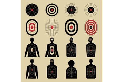 Shoot target. Geometrical forms and human silhouettes for shooting roo