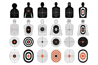 Targets shapes. Templates forms for shooting with military weapons bow