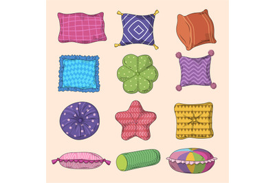 Decorative pillows. Home interior decoration different soft pillows re