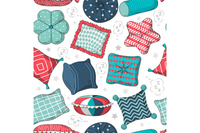 Pillows pattern. Sleeping and relax time items decoration recent vecto