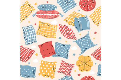 Pillows pattern. Decorative seamless background for textile design pro