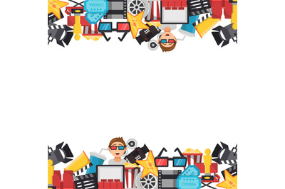 Cinema background. film production items camera tape. Vector template