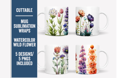 Flower Mug Wrap Bundle, Mug Sublimation Wild Flower Set