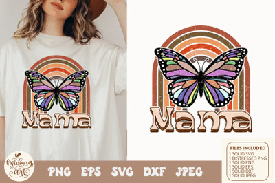 Retro rainbow mama svg png sublimation, distressed png sublimation