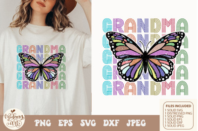 Retro Grandma butterfly svg png, Grandma Flower PNG