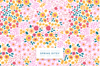 Spring Ditsy Vector Seamless Pattern