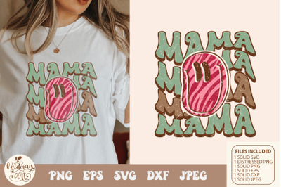 Hippie Mama svg PNG sublimation, Mama Retro Smiley Png