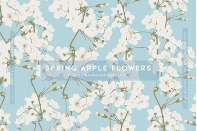 Spring Apple Flowers Vector Pattern