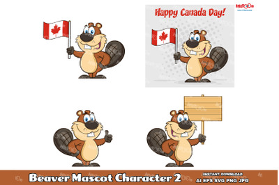 Beaver Cartoon Mascot Character 2